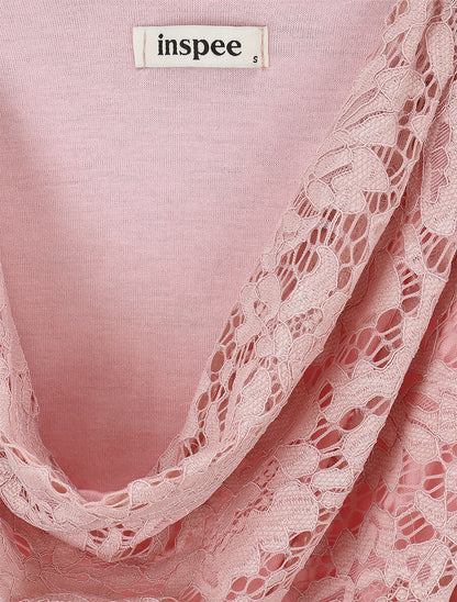 Top en dentelle sans manches à col bénitier - Rose - 3