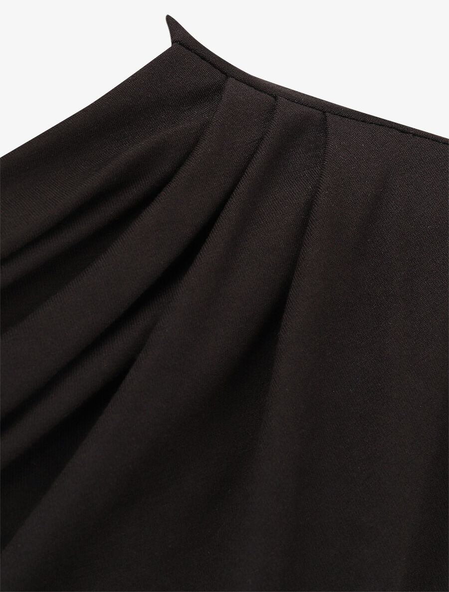 Top drapé à manches courtes asymétriques - Noir - 3