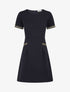Robe ajustée à broderie dorée - Marine - 1