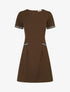 Robe ajustée à broderie dorée - Marron - 1