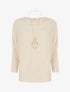 Pull fin manches longues à col bénitier - Beige - 1