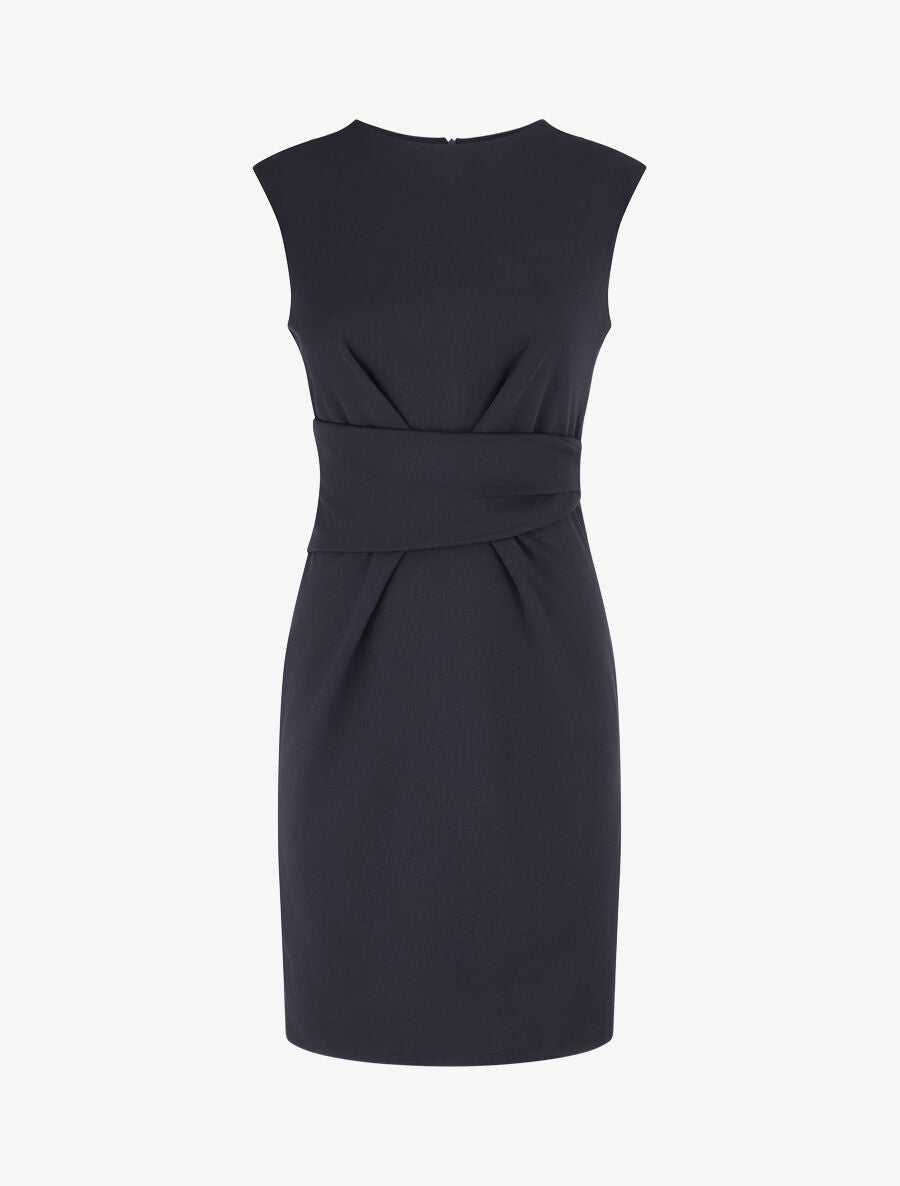 Robe ajustée à pans plissé - Marine - 1