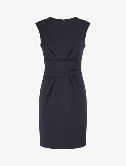 Robe ajustée à pans plissé - Marine - 1