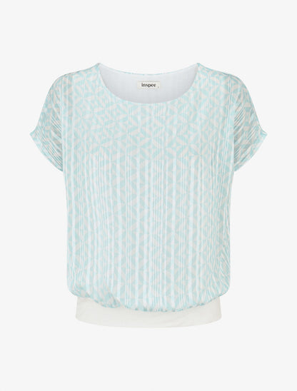 Top manches courtes chauve-souris imprimé graphique - Turquoise - 1