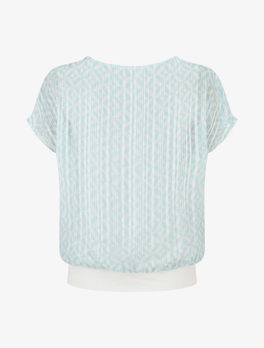 Top manches courtes chauve-souris imprimé graphique - Turquoise - 2