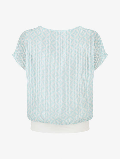 Top manches courtes chauve-souris imprimé graphique - Turquoise - 2