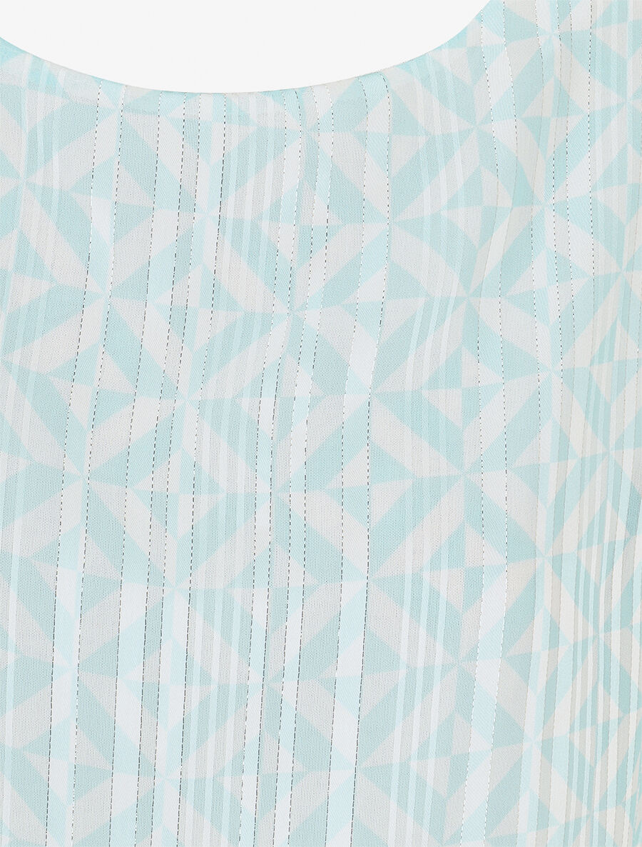Top manches courtes chauve-souris imprimé graphique - Turquoise - 3