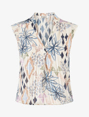 Top sans manches irisé imprimé floral - Marine - 4