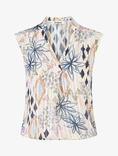 Top sans manches irisé imprimé floral - Marine - 4