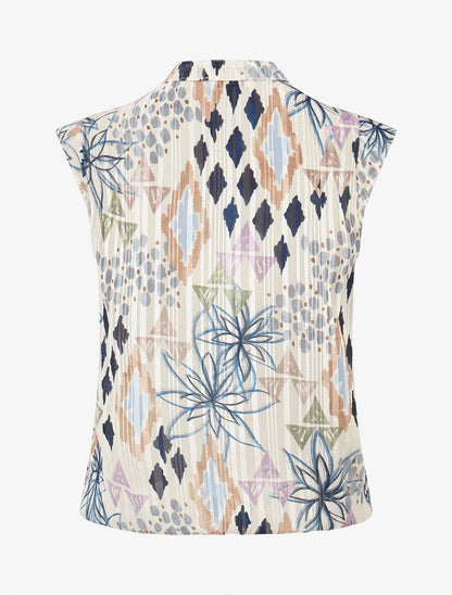 Top sans manches irisé imprimé floral - Marine - 2