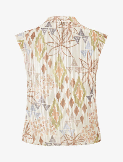 Top sans manches irisé imprimé floral - Beige - 2