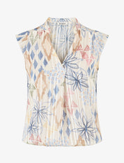 Top sans manches irisé imprimé floral - Bleu clair - 1