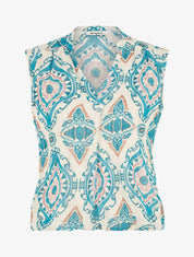 Top irisé sans manches imprimé aztèque - Turquoise - 1