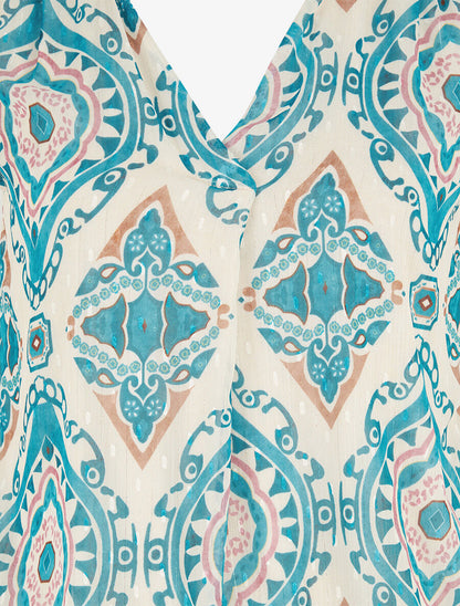 Top irisé sans manches imprimé aztèque - Turquoise - 3