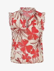Top sans manches irisé imprimé fleuri - Rouge - 4