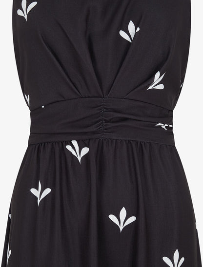 Robe longue sans manches à fleurs style arabesque - Noir - 3