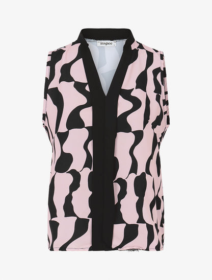 Top graphique sans manches coupe droite - Rose - 4
