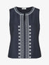 Top sans manches à imprimé style broderie - Marine - 1