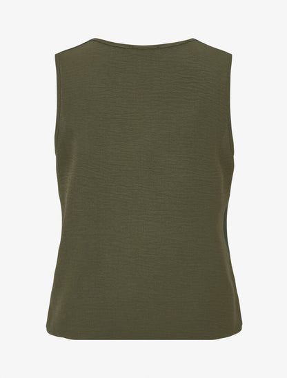 Top sans manches à imprimé style broderie - Kaki - 2