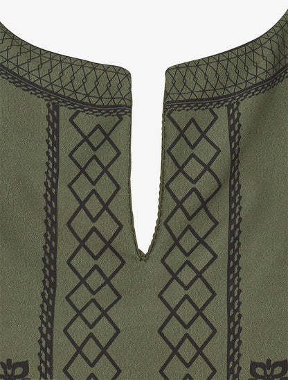Top sans manches à imprimé style broderie - Kaki - 3