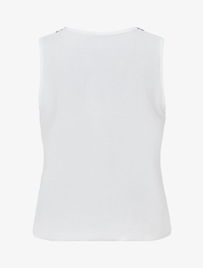 Top sans manches à imprimé style broderie - Blanc - 2