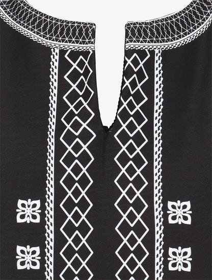 Top sans manches à imprimé style broderie - Noir - 3