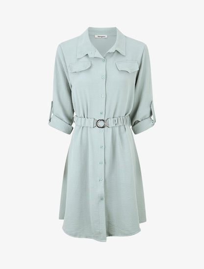 Robe chemise courte coupe droite - Bleu ciel - 1