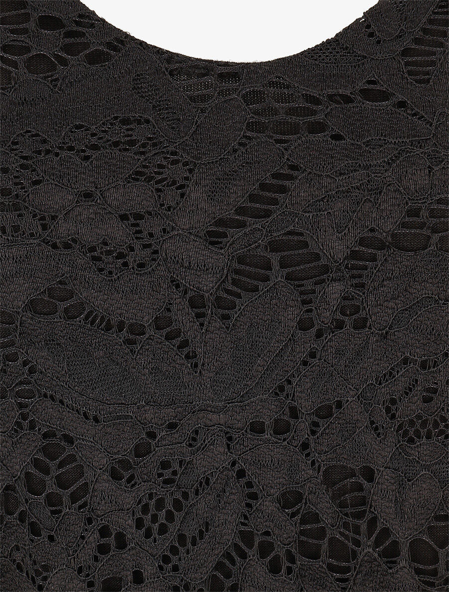 Caraco droit en dentelle - Noir - 3