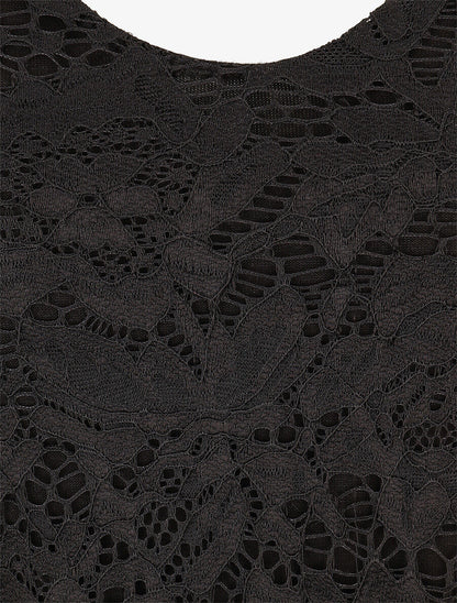 Caraco droit en dentelle - Noir - 3