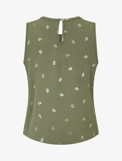 Top sans manches motif ancres irisées - Kaki - 2