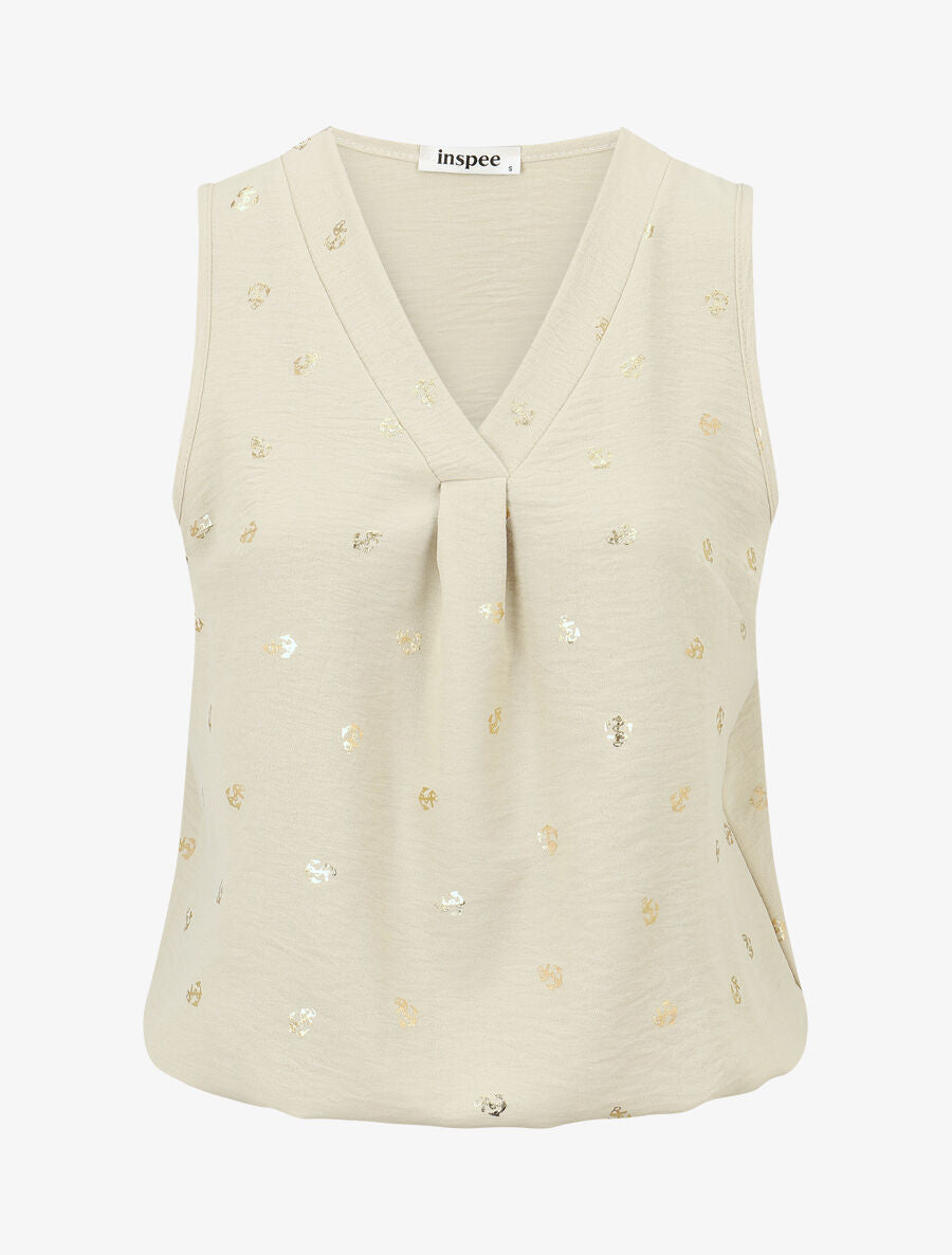 Top uni flocage ancres irisées - Beige - 1