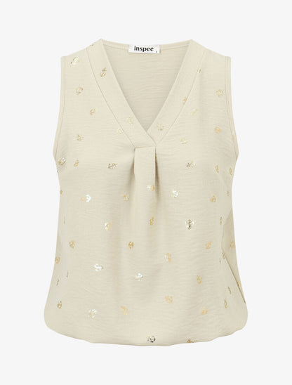 Top uni flocage ancres irisées - Beige - 1