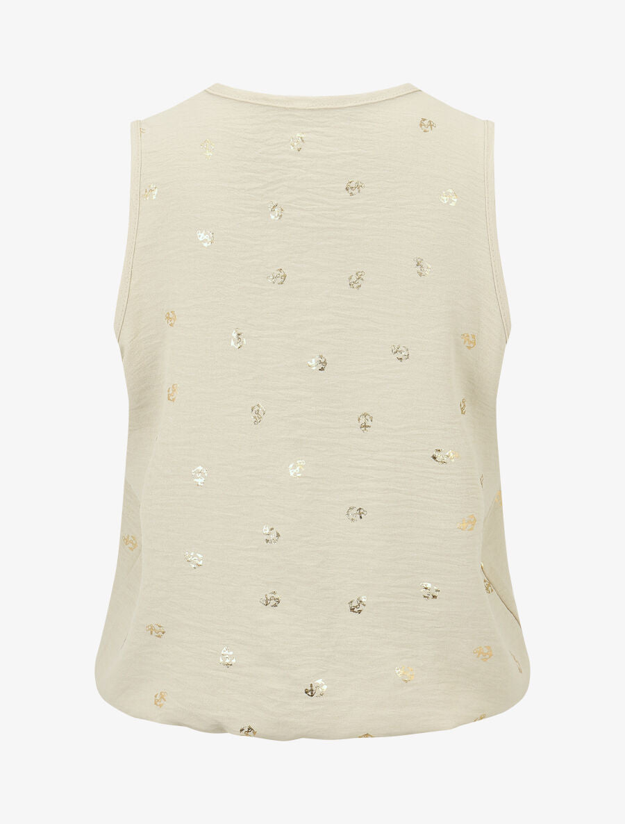 Top uni flocage ancres irisées - Beige - 2