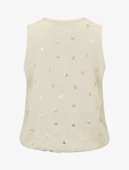 Top uni flocage ancres irisées - Beige - 2