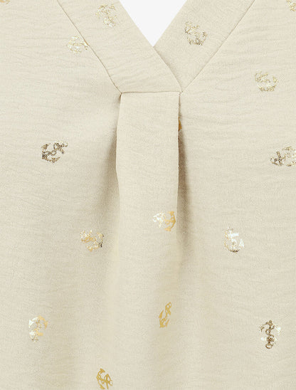 Top uni flocage ancres irisées - Beige - 3