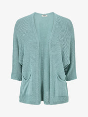 Gilet uni en maille ajourée - Turquoise - 4