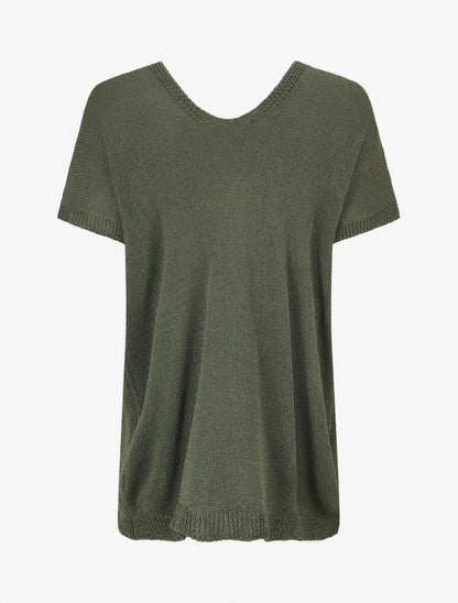 Pull en maille à manches courtes - Kaki - 2