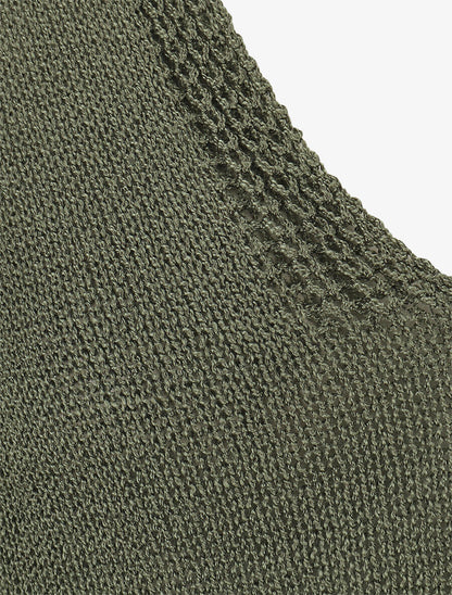 Pull en maille à manches courtes - Kaki - 3