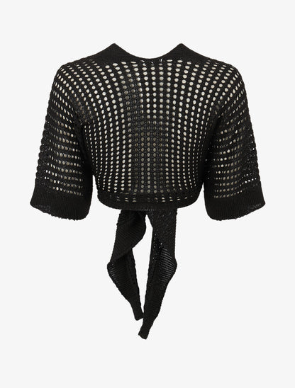 Gilet ajouré à nouer - Noir - 2