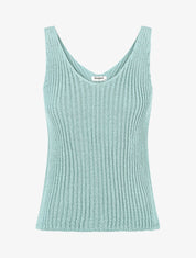Débardeur côtelé en maille à col V - Turquoise - 4