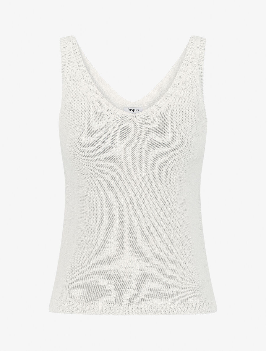 Débardeur en maille à col V - Écru - 4