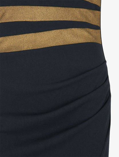Robe moulante à bandes irisées - Marine - 3