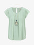 Blouse en voile transparente à manches volantées - Vert d&