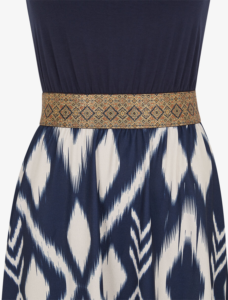 Robe longue à bretelles imprimé abstrait - Marine - 3