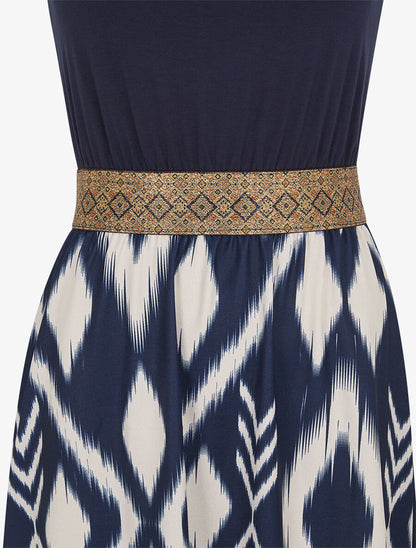 Robe longue à bretelles imprimé abstrait - Marine - 3