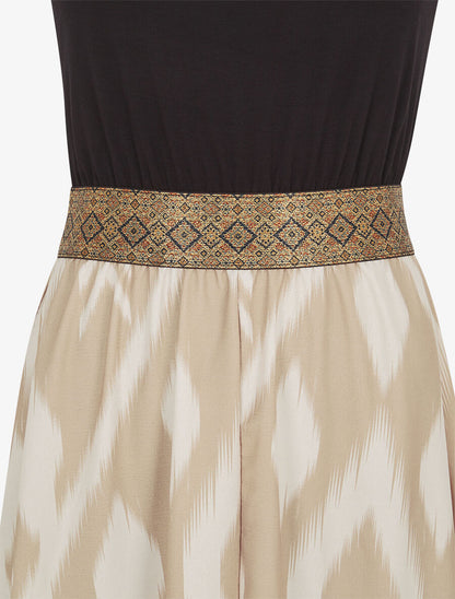 Robe longue à bretelles imprimé abstrait - Beige - 3