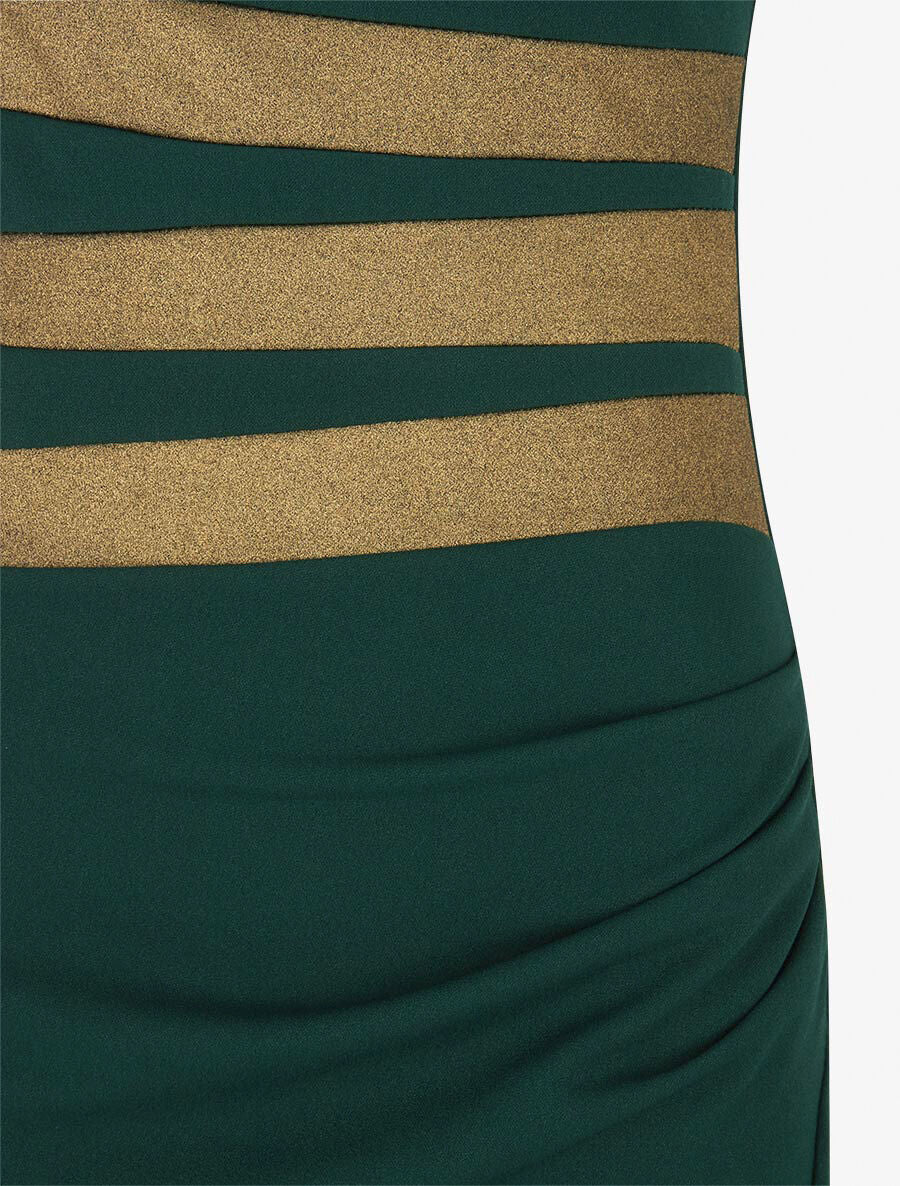 Robe moulante à bandes irisées - Vert sapin - 3