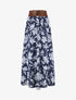 Jupe longue évasée imprimé floral - Marine - 4