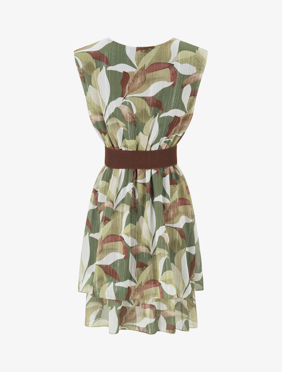 Robe irisée sans manches à imprimé floral - Kaki - 2