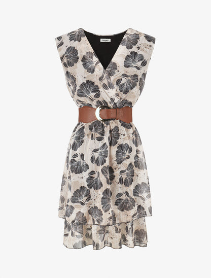 Robe irisée sans manches à imprimé fleurs - Noir - 4